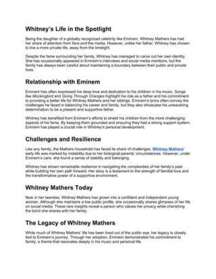 Exploring the Life of Whitney Mathers: A Journey Through Fame and Family