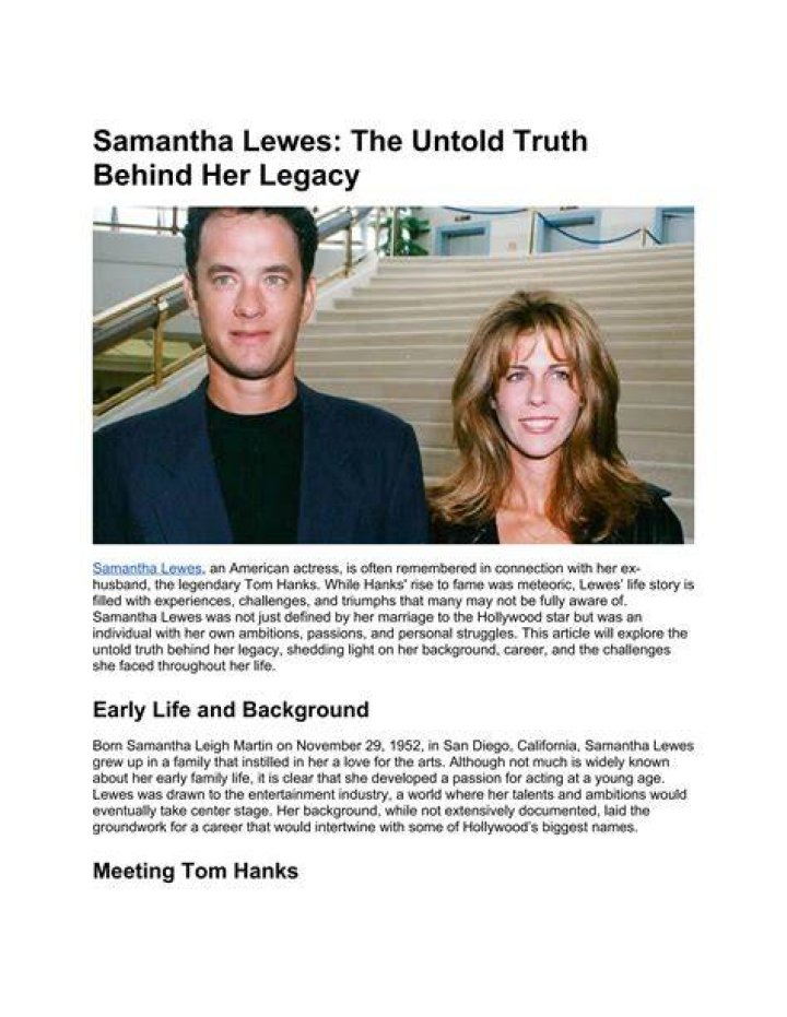 Samantha Lewes: The Untold Story of a Talented Actress