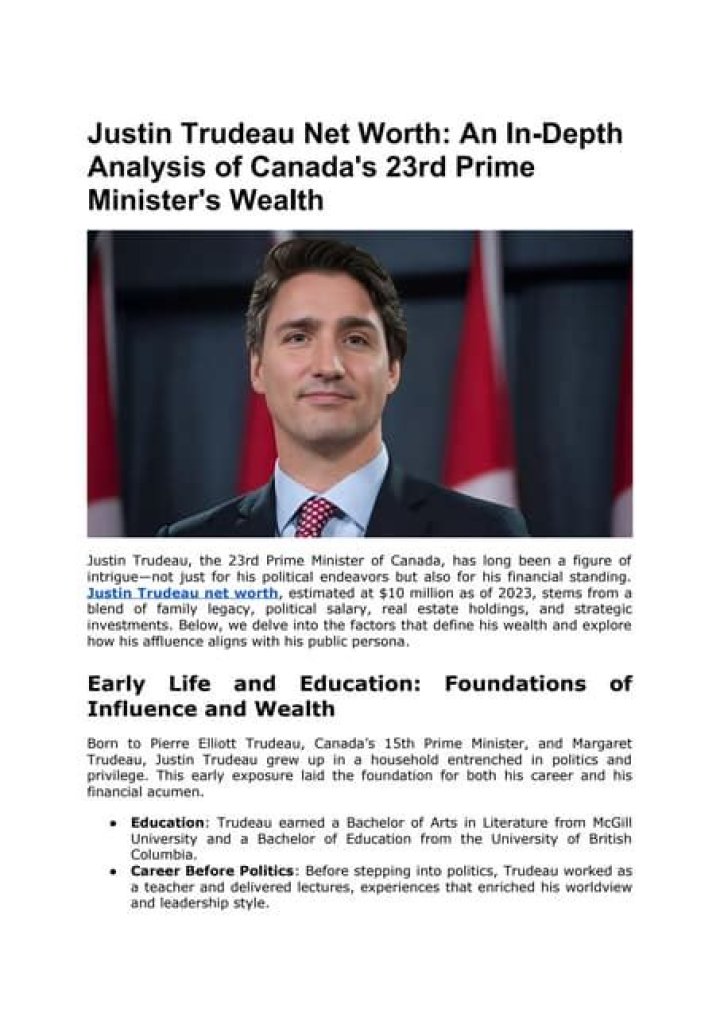 Trudeau Net Worth Forbes: An In-Depth Analysis of the Canadian Prime Minister's Wealth